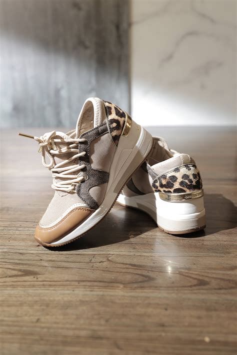 Michael Kors Liv Trainer Wedge Leopard Oat Sneaker 